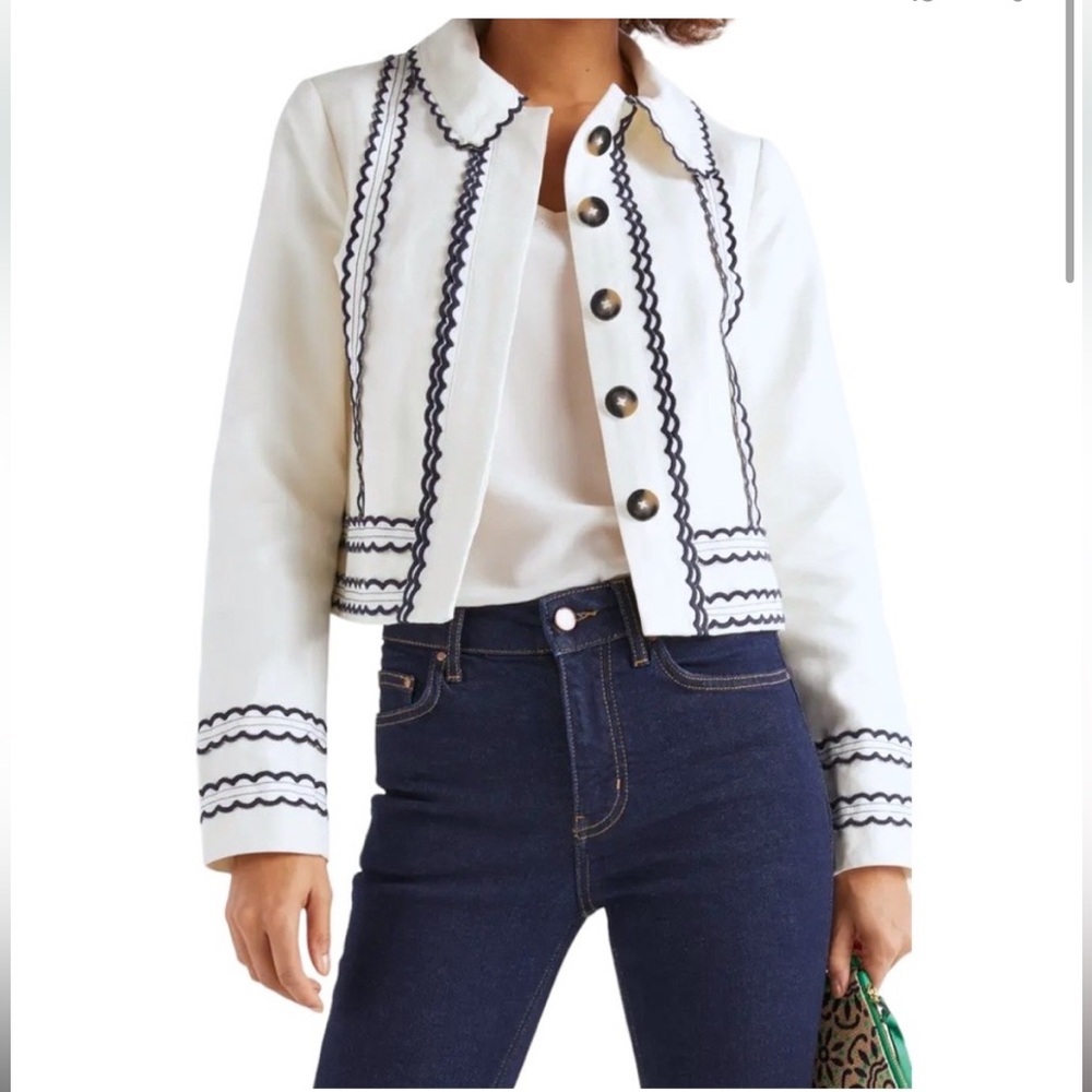 Boden Blue and White Blazer Elegant Suit Jacket
